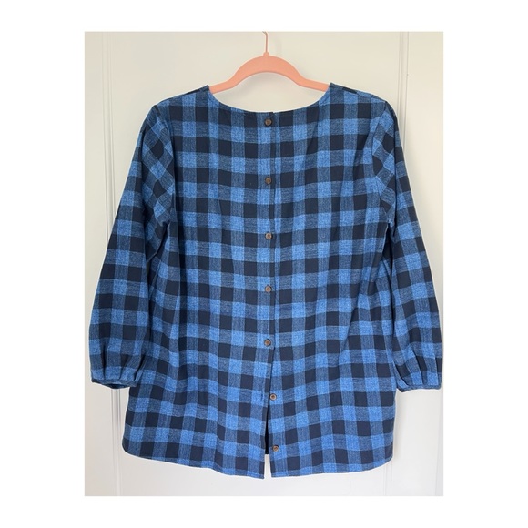 Hatch Collection, blue plaid Delfina Top sz 1 - Picture 3 of 4